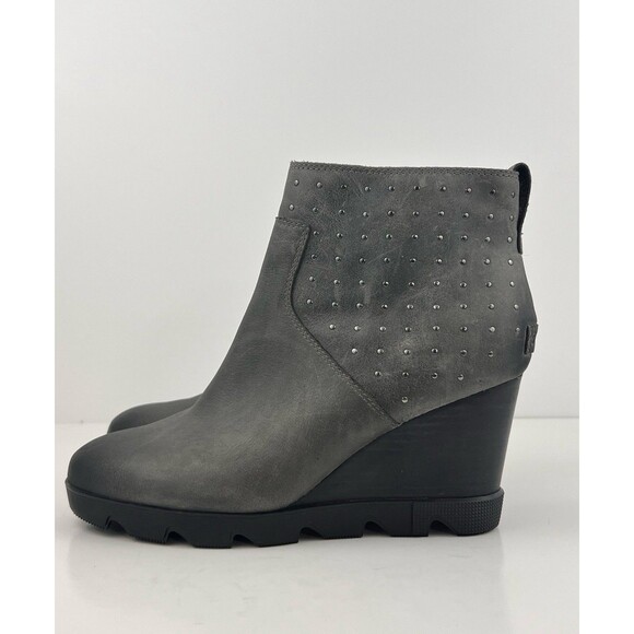 Sorel Studded Joan Uptown Wedge Heel Ankle Booties Gray Size 10.5 Studded - Picture 1 of 11